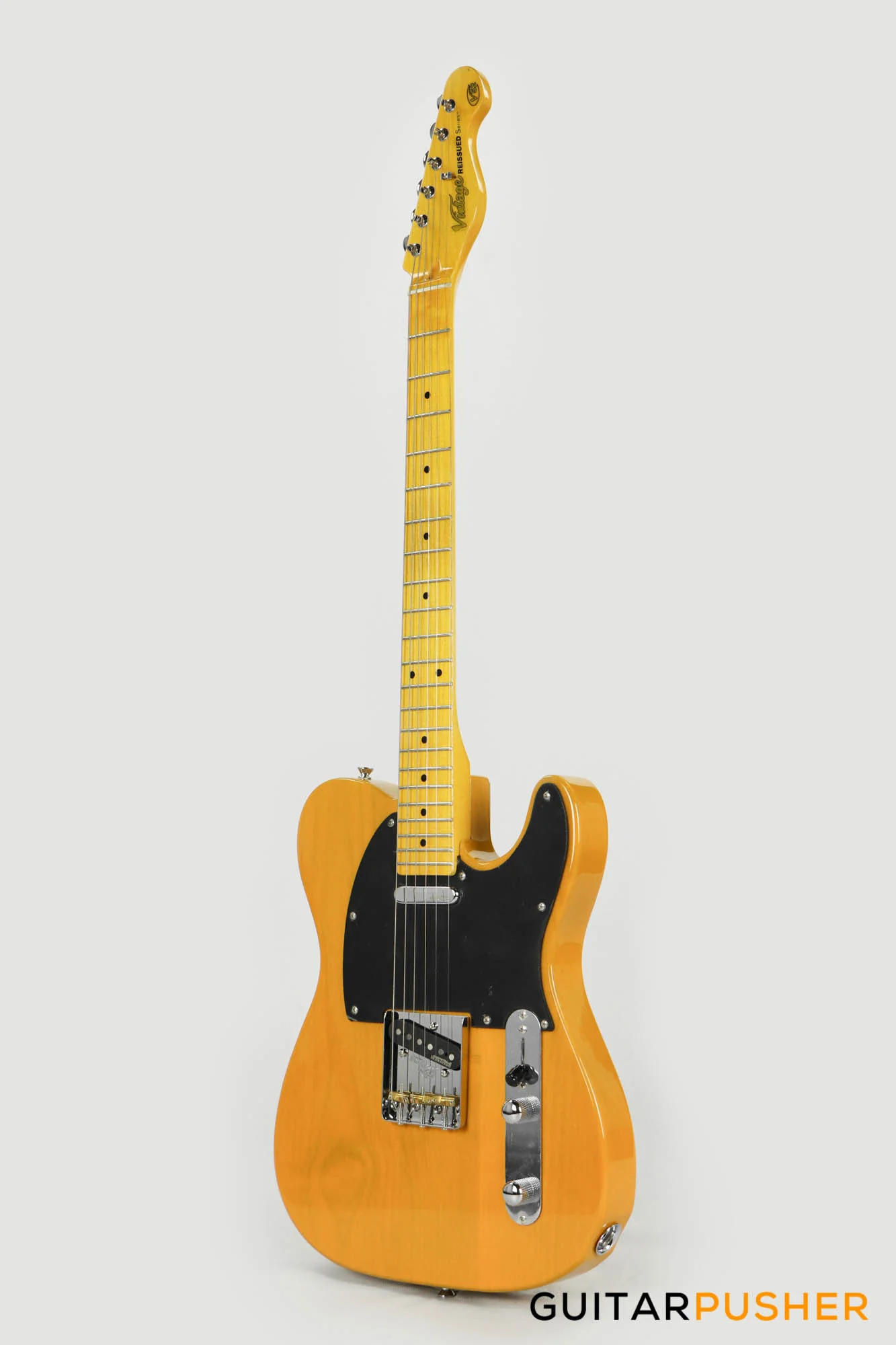 Vintage V52 T-Style Reissue Electric Guitar - Butterscotch - Image 7