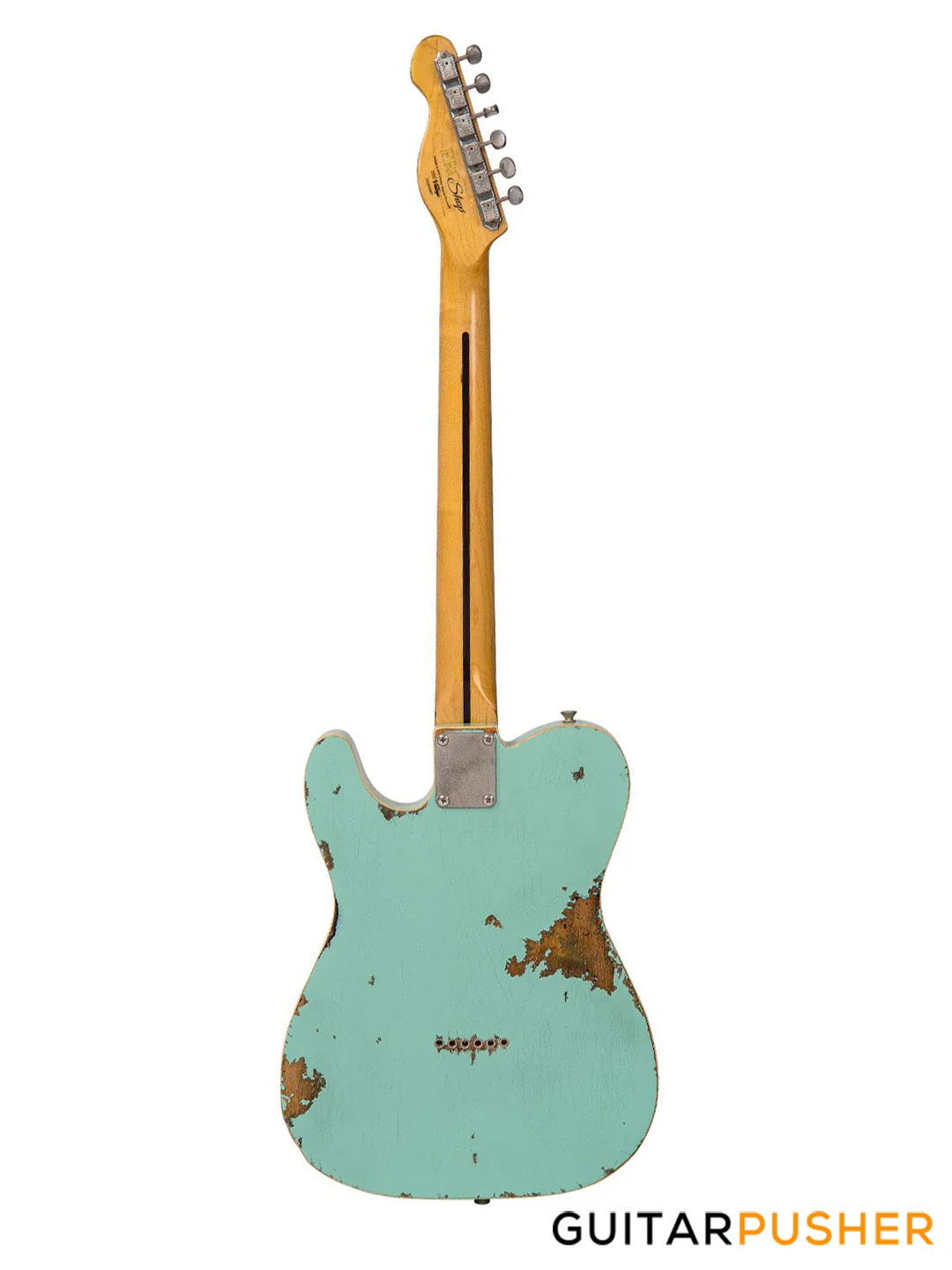 Vintage V59 ProShop Unique T-Style Single Coil Electric Guitar - Stripped Tobacco Blueburst - Image 3