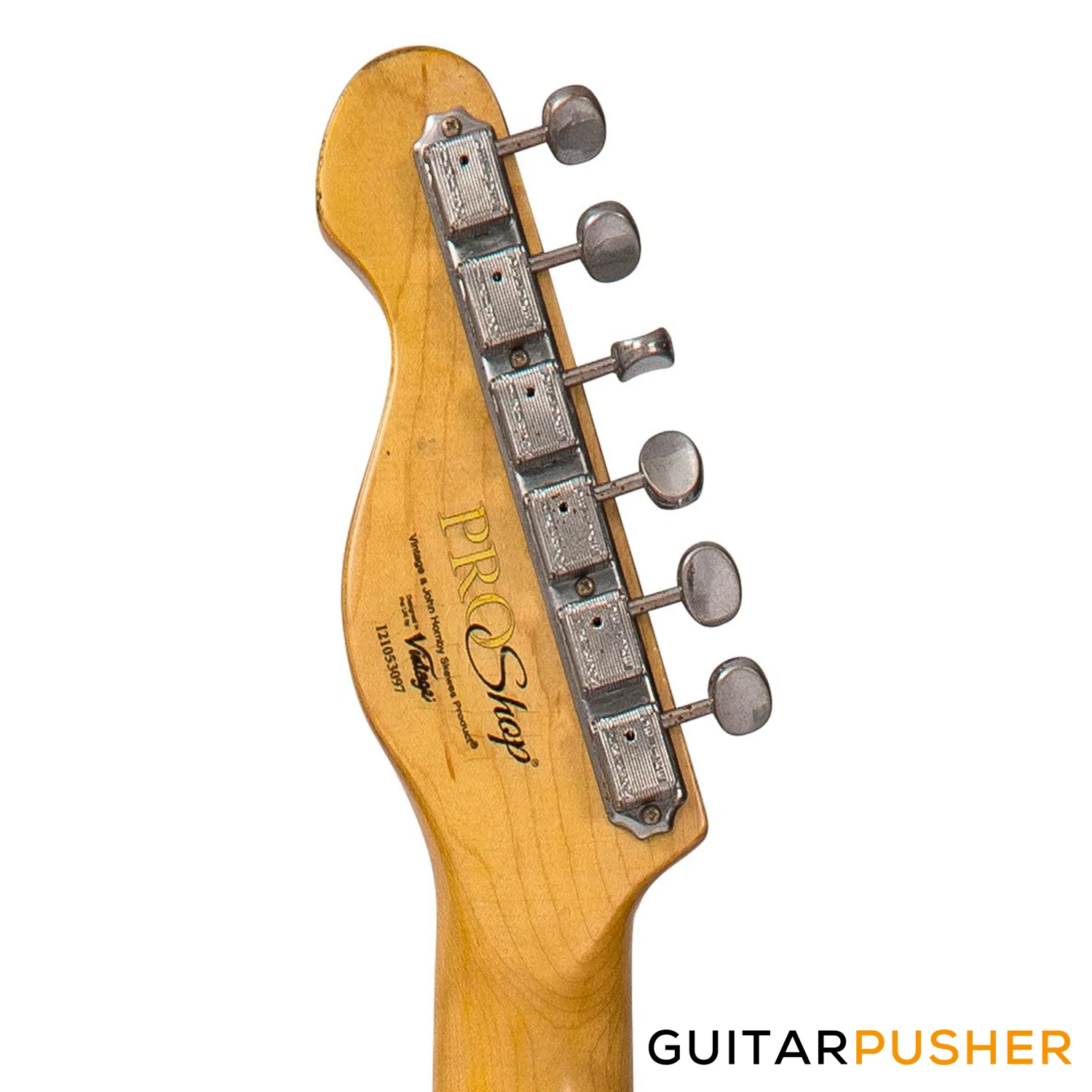 Vintage V59 ProShop Unique T-Style Single Coil Electric Guitar - Stripped Tobacco Blueburst - Image 5