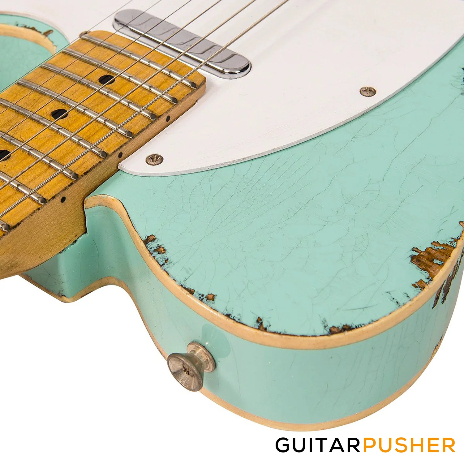 Vintage V59 ProShop Unique T-Style Single Coil Electric Guitar - Stripped Tobacco Blueburst - Image 6