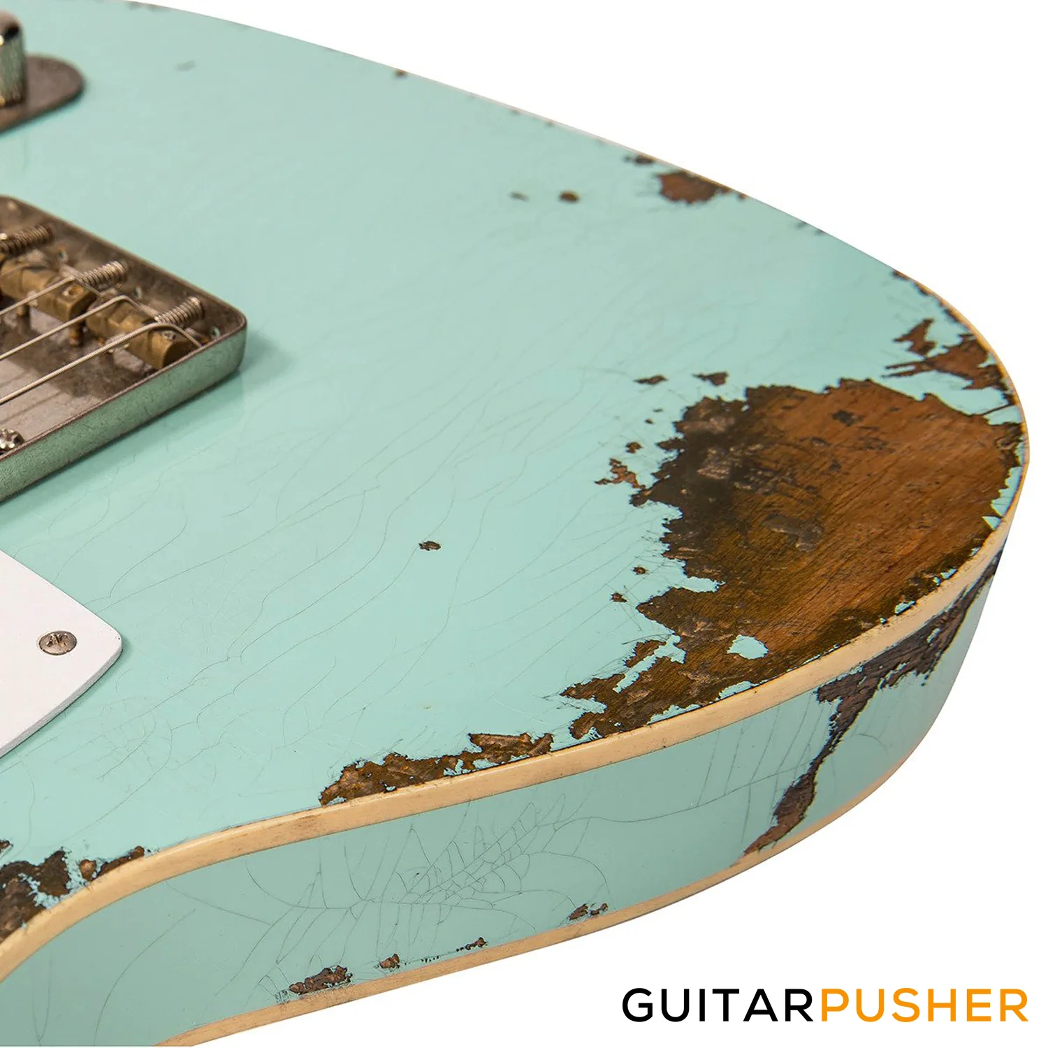 Vintage V59 ProShop Unique T-Style Single Coil Electric Guitar - Stripped Tobacco Blueburst - Image 7
