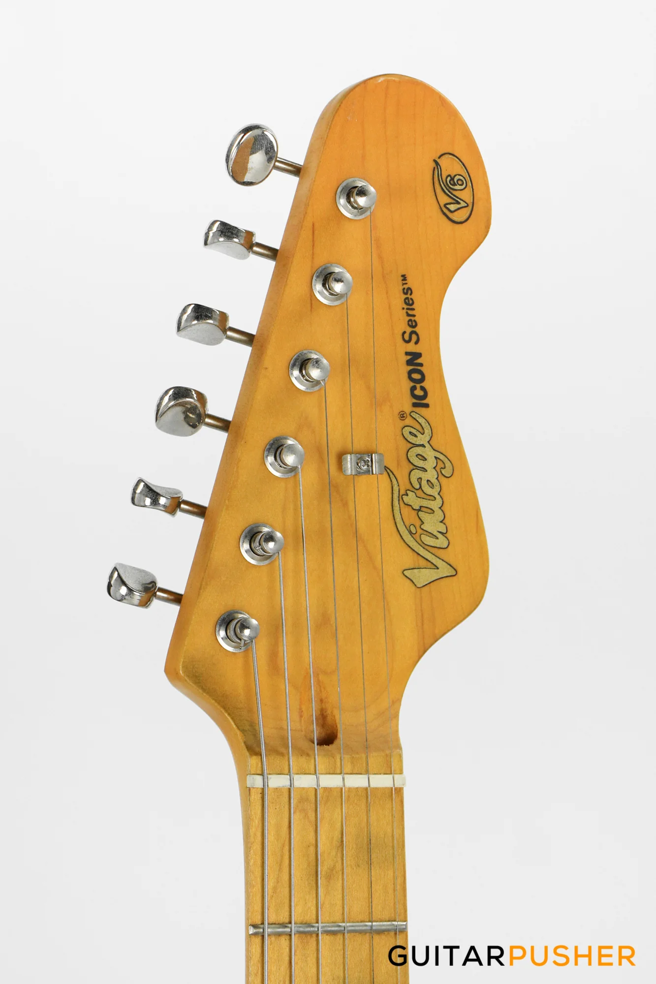 Vintage V6 Icon "Blackie" S-Style Electric Guitar - Distressed Boulevard Black - Image 5