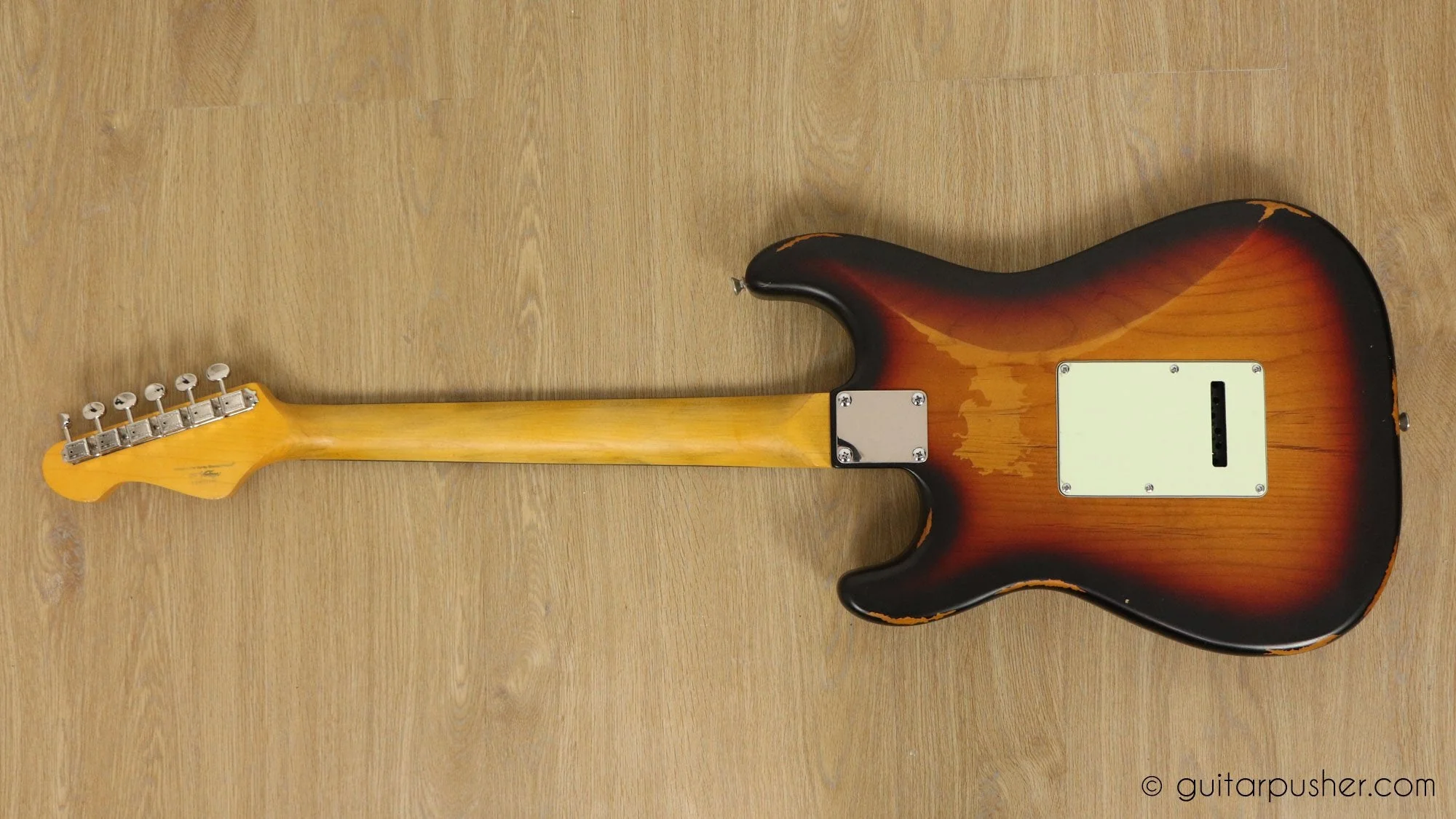 Vintage V6 Icon S-Style Electric Guitar - Distressed Sunburst - Image 10