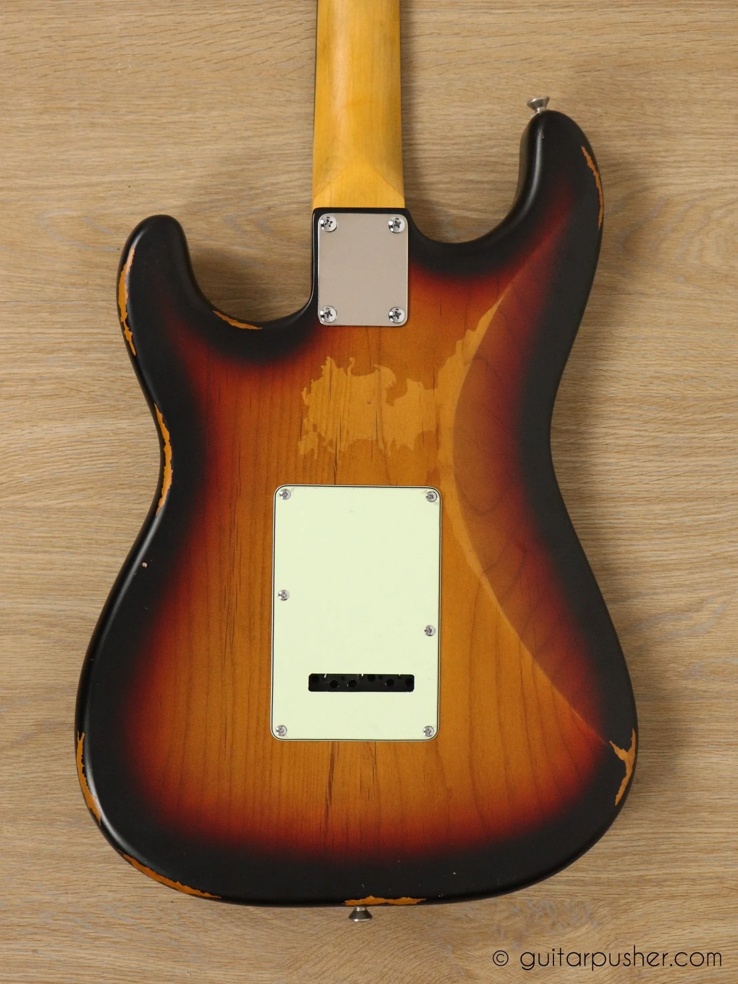 Vintage V6 Icon S-Style Electric Guitar - Distressed Sunburst - Image 11