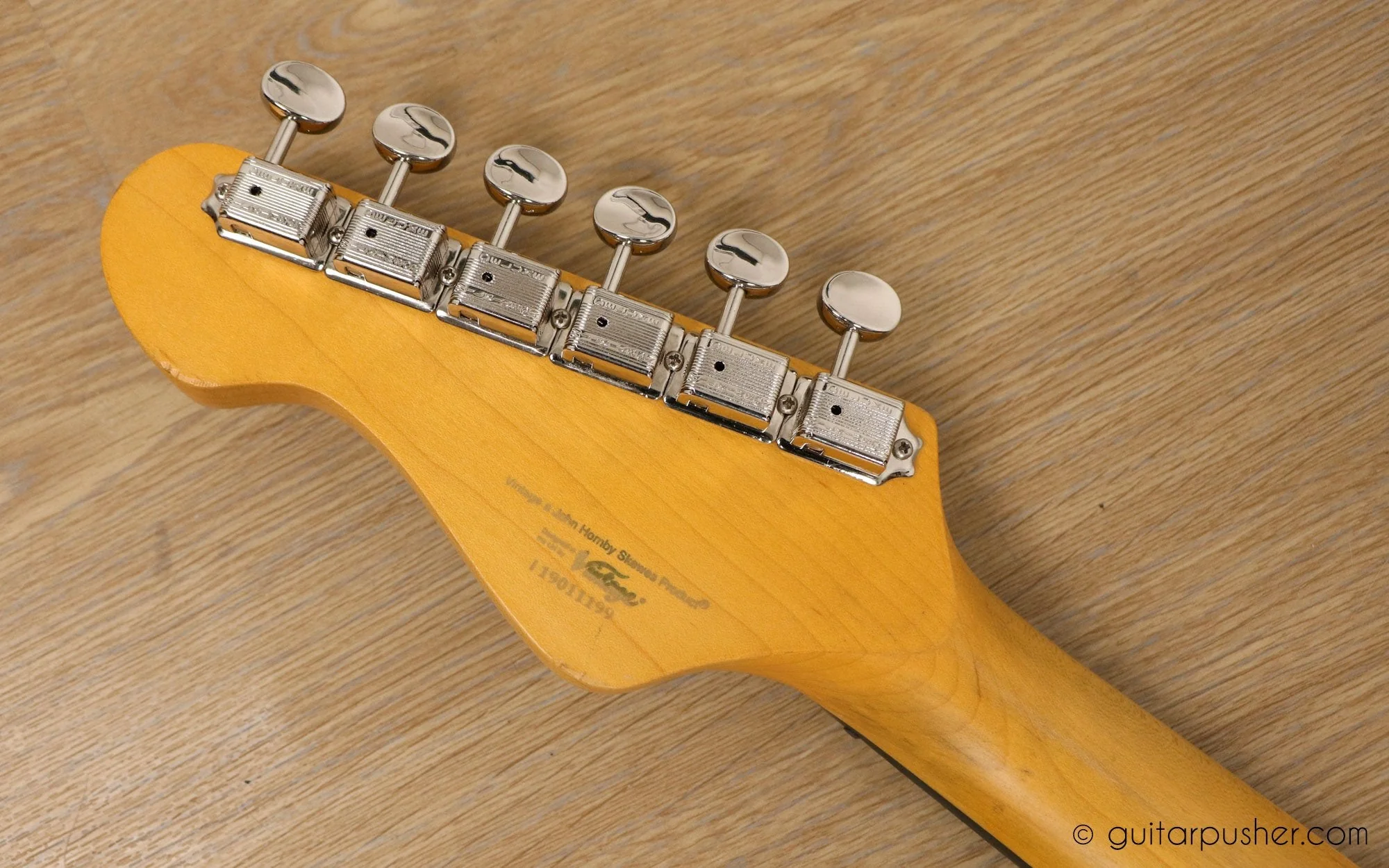 Vintage V6 Icon S-Style Electric Guitar - Distressed Sunburst - Image 13