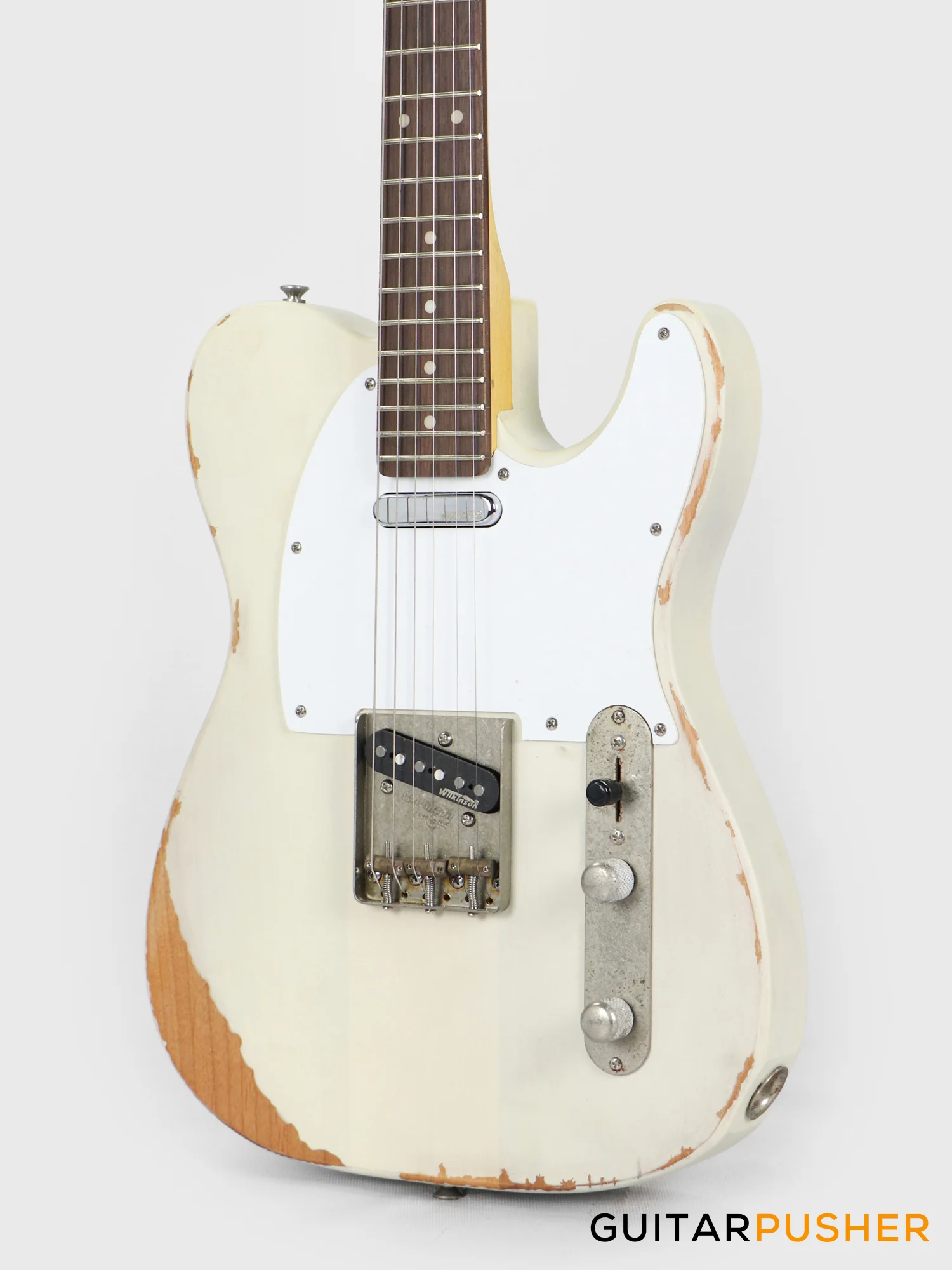 Vintage V62 Icon T-Style Reissue Electric Guitar - Distressed Ash Blonde - Image 8