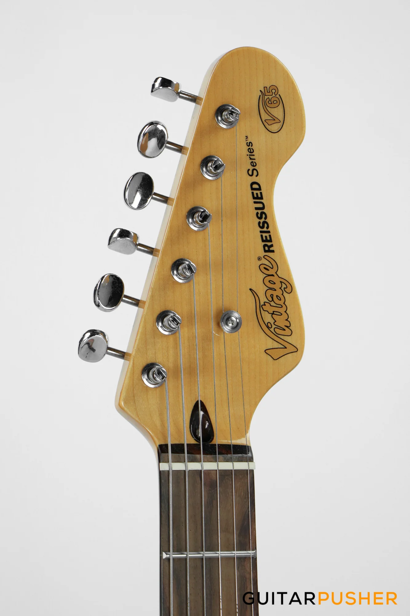 Vintage V65V Reissue Offset Electric Guitar - Gloss Black - Image 11