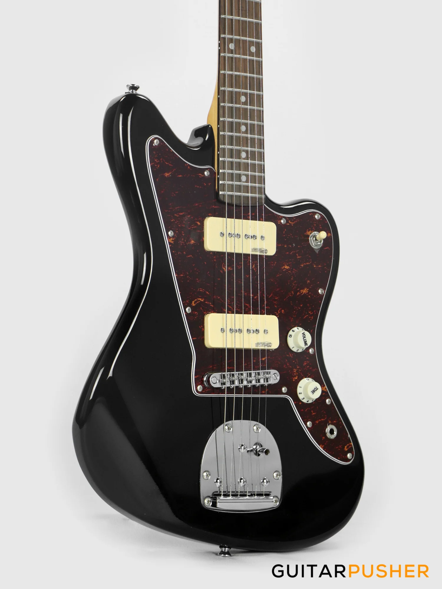Vintage V65V Reissue Offset Electric Guitar - Gloss Black - Image 12