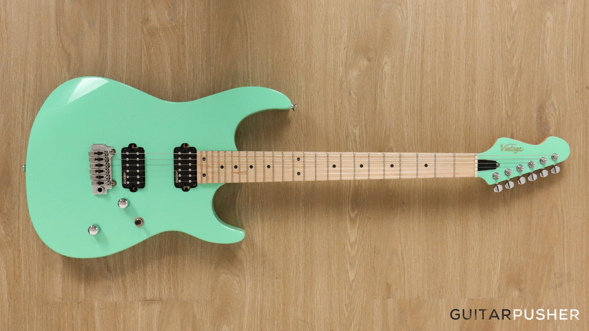 Vintage V6M24 Super S-Style Electric Guitar - Ventura Green - Image 4
