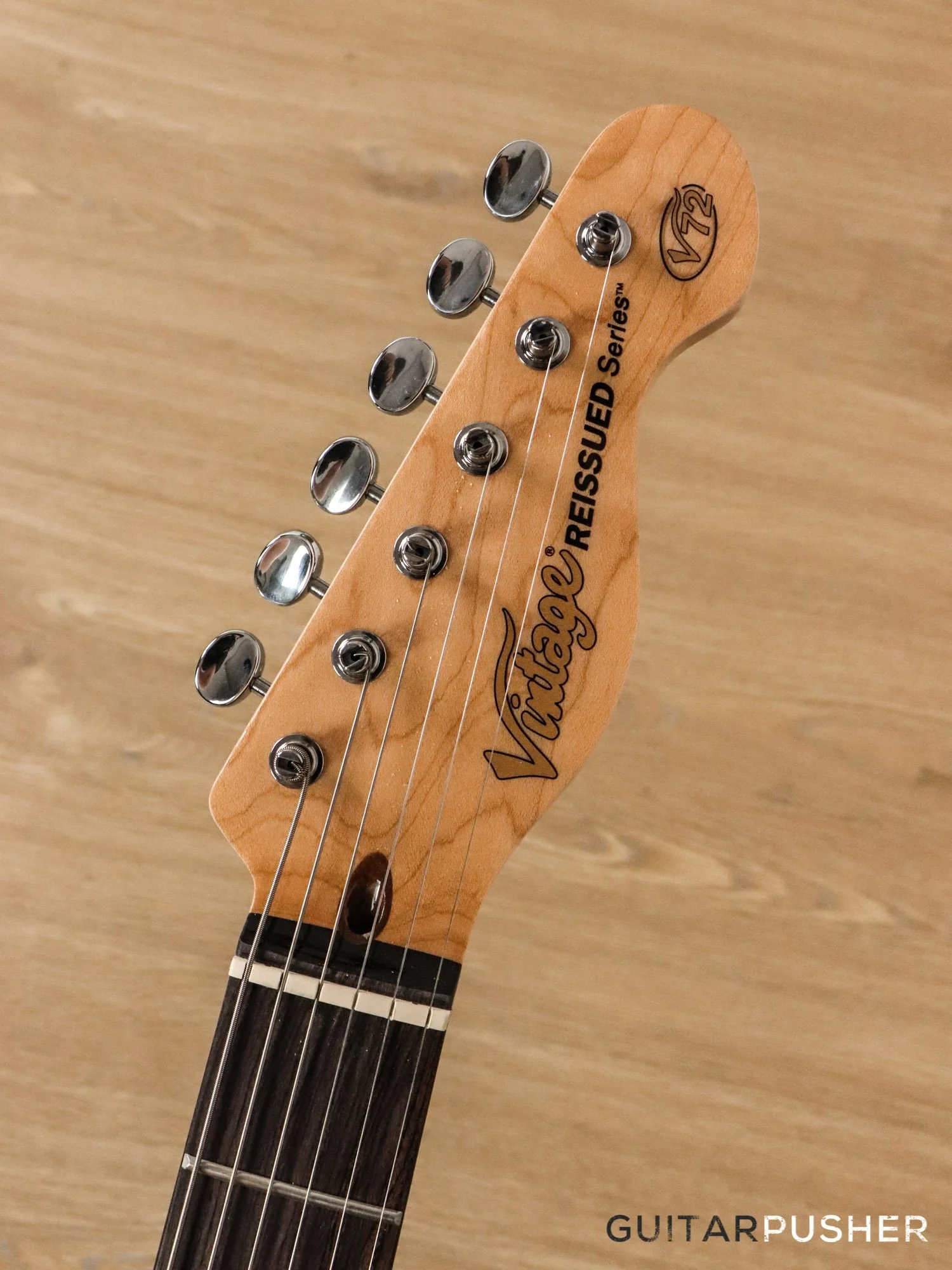 Vintage V72 Custom Spec Hardtail Semi-Hollow T-Style Electric Guitar - Flamed Tobacco Sunburst - Image 10