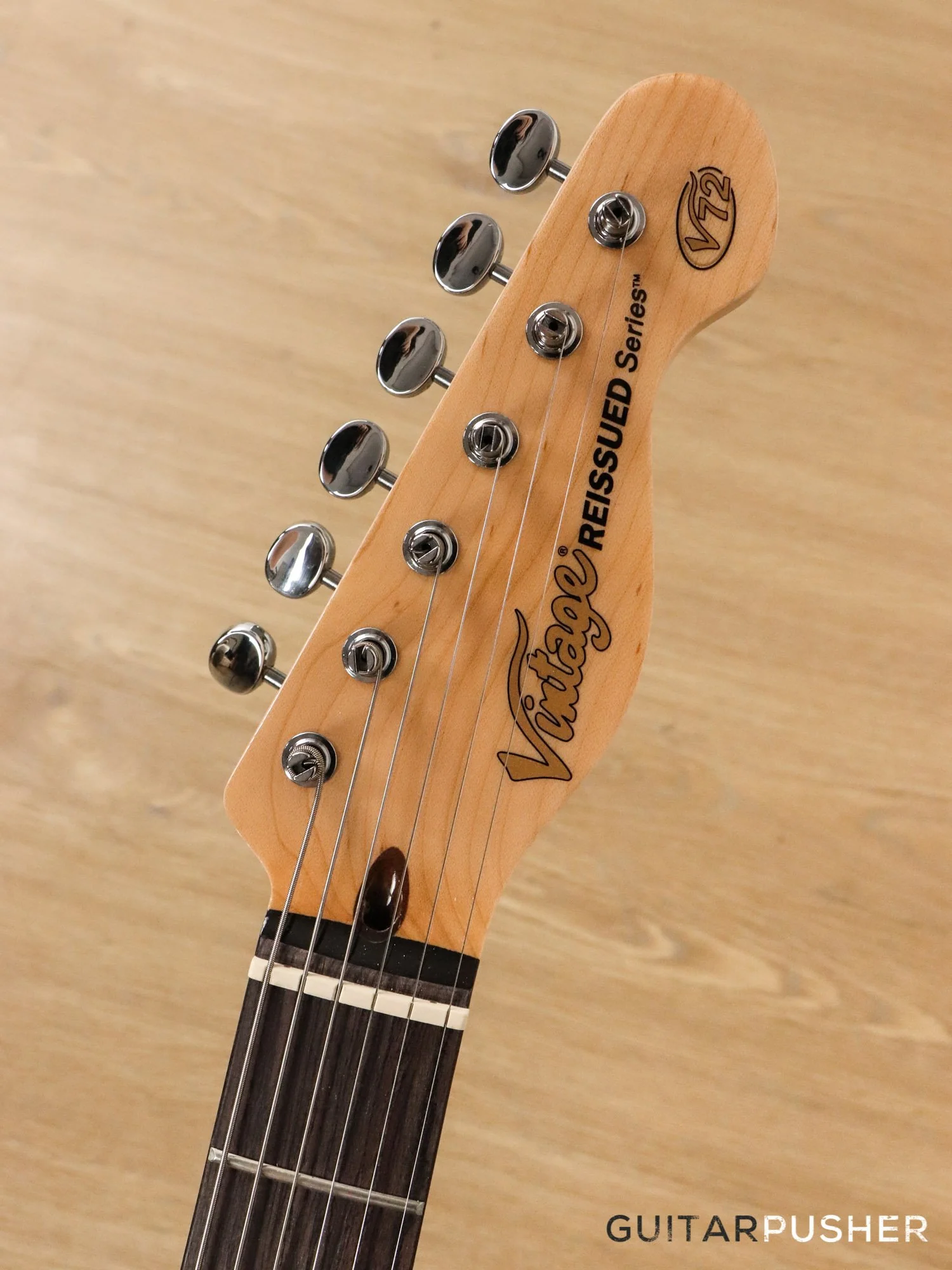 Vintage V72H T-Style Custom Hardtail Semi-Hollow Electric Guitar - Flamed Tobacco Sunburst - Image 5