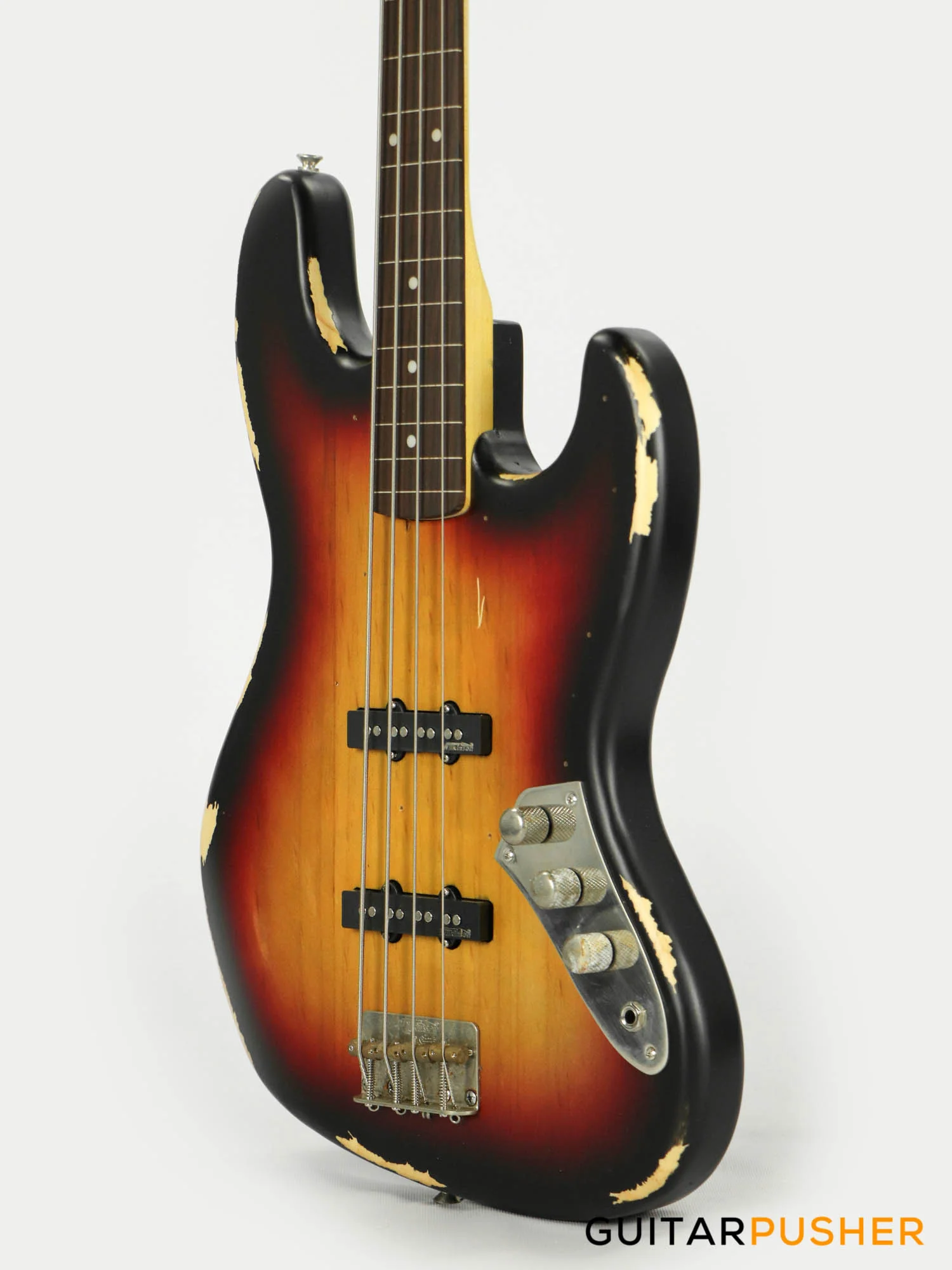 Vintage V74 Icon Fretless 4-String JB Bass - Sunset Sunburst - Image 10