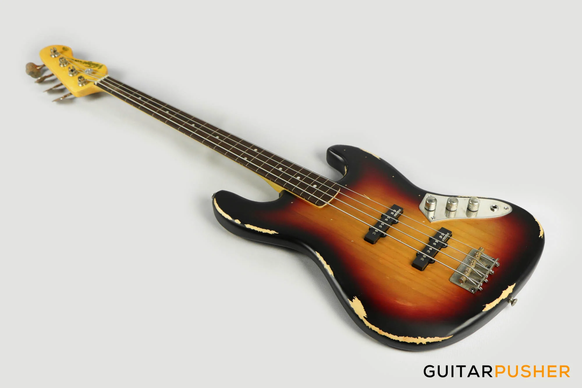 Vintage V74 Icon Fretless 4-String JB Bass - Sunset Sunburst - Image 12