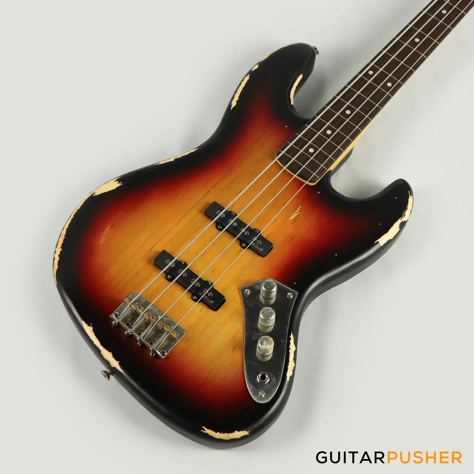 Vintage V74 Icon Fretless 4-String JB Bass - Sunset Sunburst - Image 13