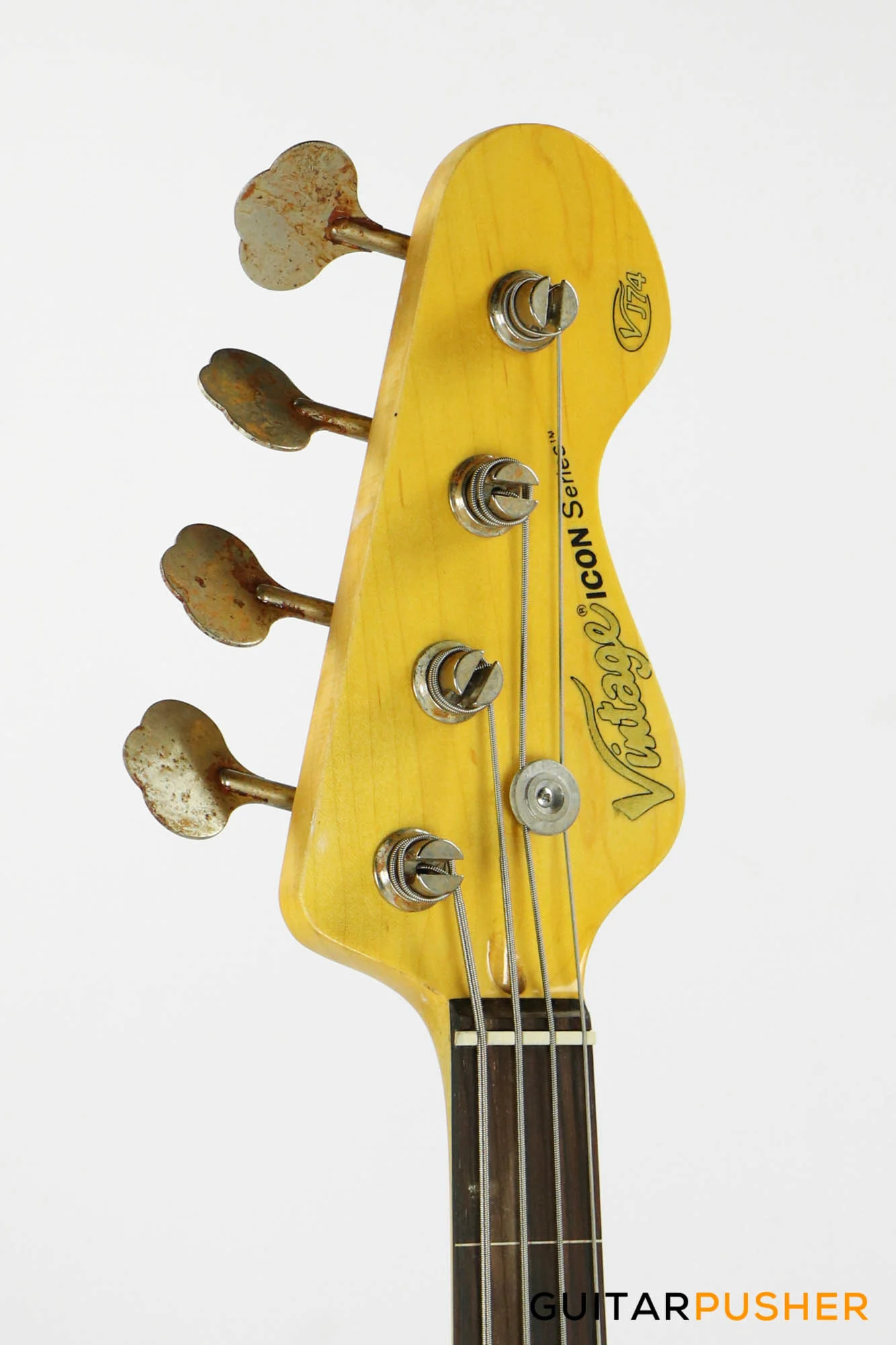 Vintage V74 Icon Fretless 4-String JB Bass - Sunset Sunburst - Image 7