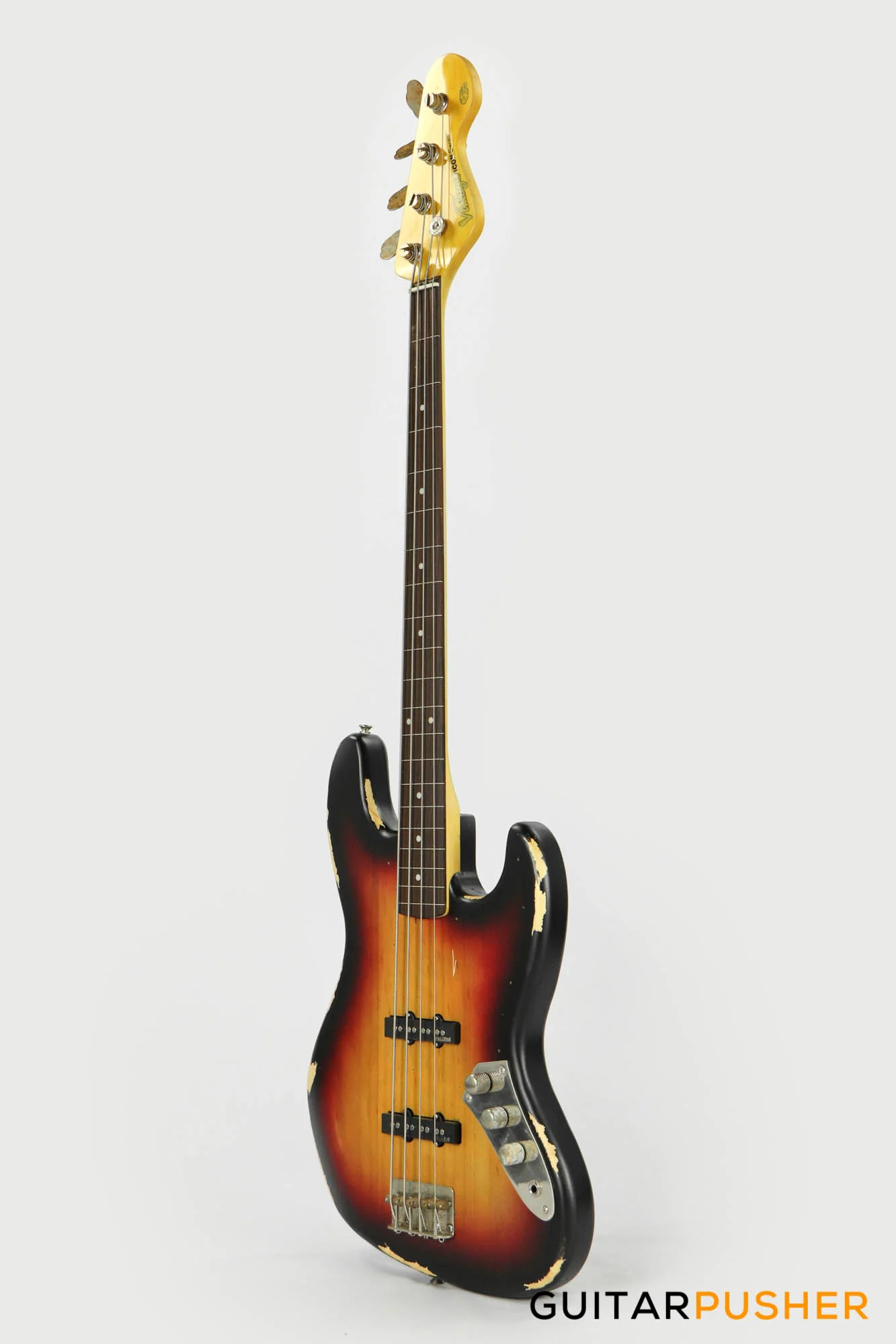Vintage V74 Icon Fretless 4-String JB Bass - Sunset Sunburst - Image 9