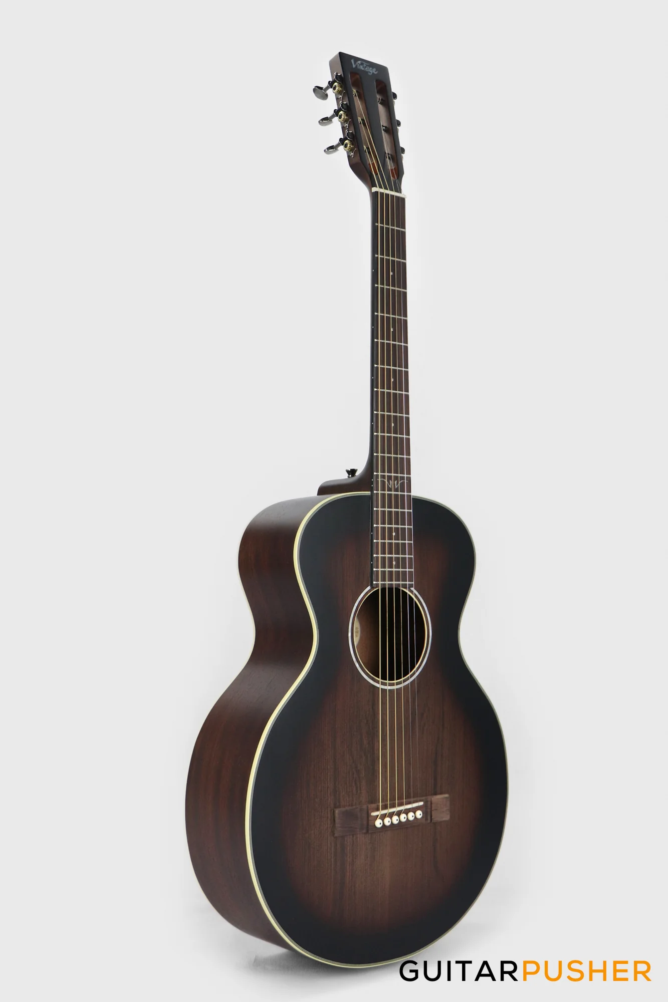 Vintage V880AQ Historic Series Parlour Acoustic Guitar - Aged Finish - Image 3