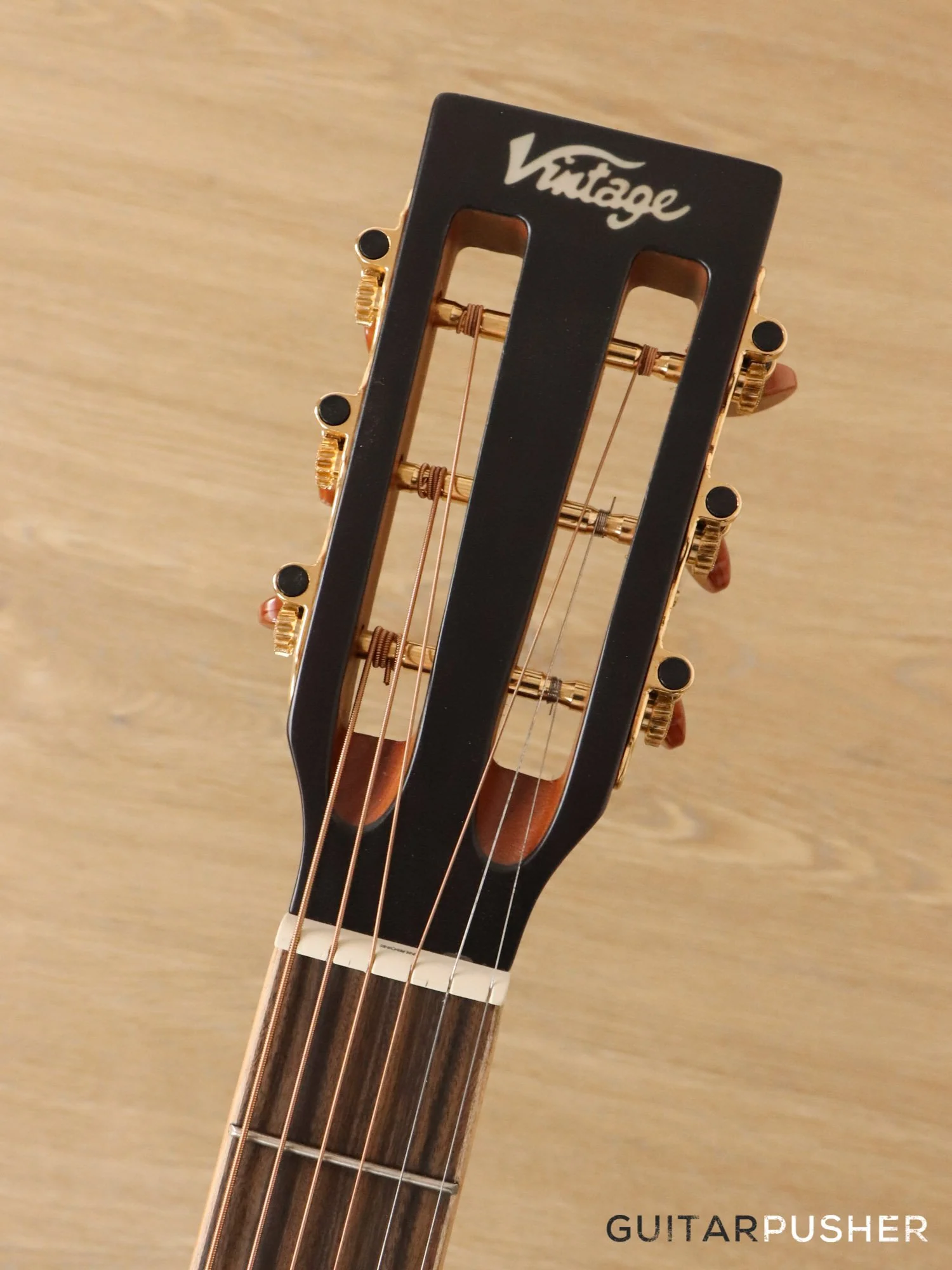 Vintage V880N Solid Top 00 Parlor Acoustic Guitar - Natural - Image 10