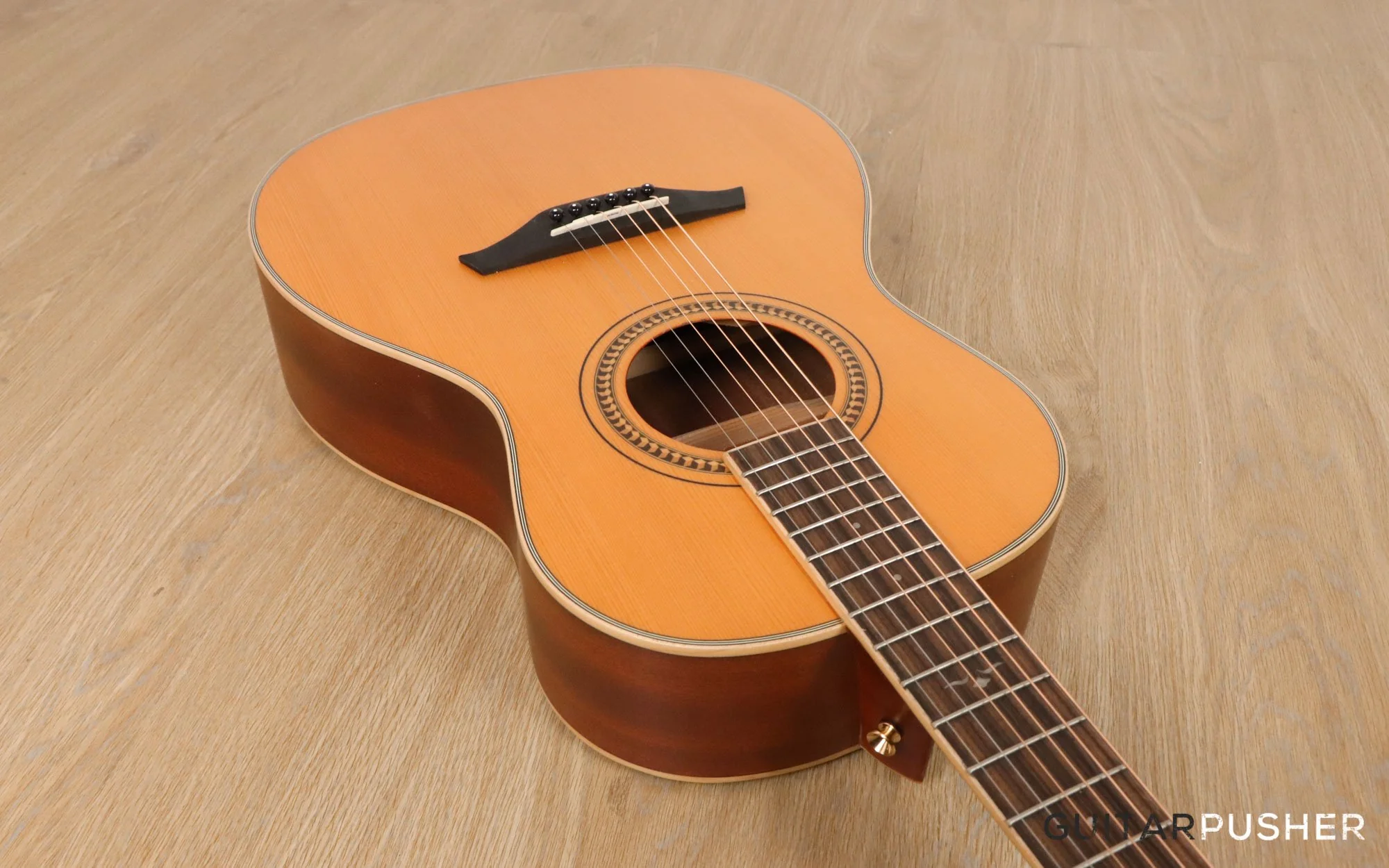 Vintage V880N Solid Top 00 Parlor Acoustic Guitar - Natural - Image 11