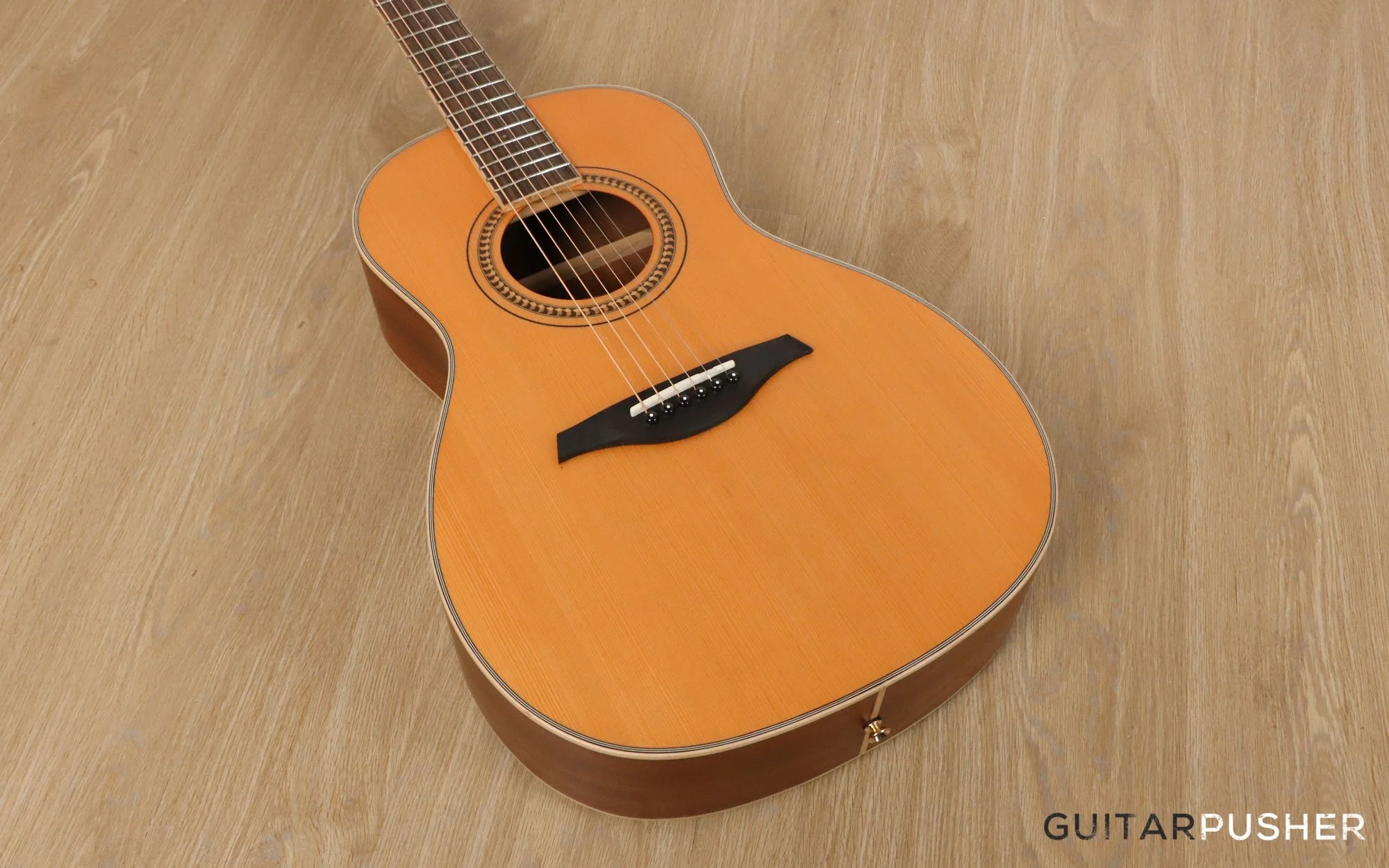 Vintage V880N Solid Top 00 Parlor Acoustic Guitar - Natural - Image 13