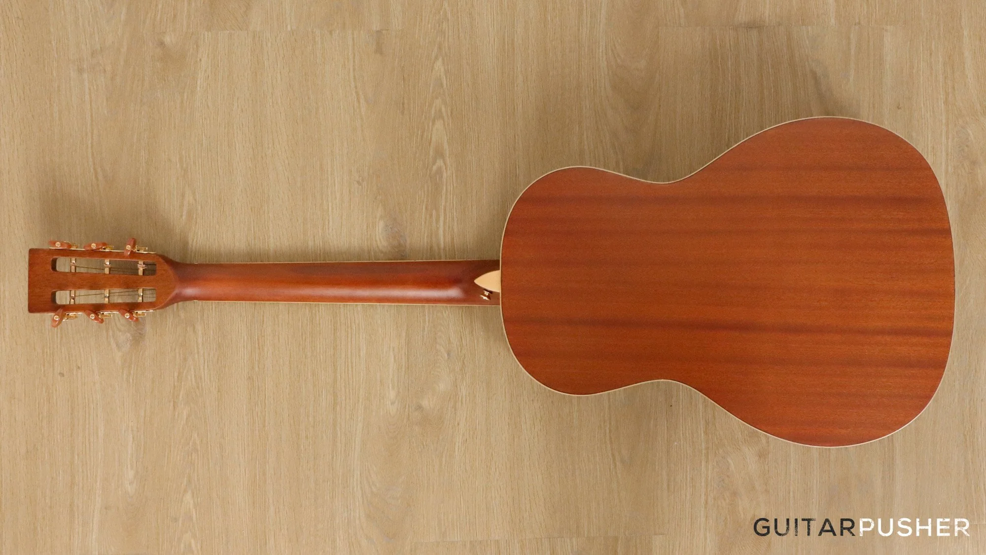 Vintage V880N Solid Top 00 Parlor Acoustic Guitar - Natural - Image 4