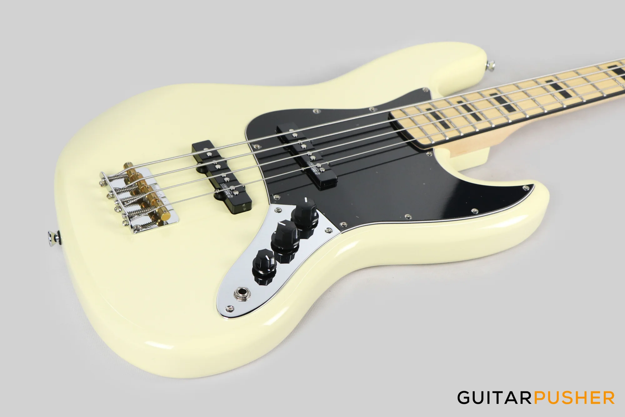 Vintage VJ74 Maple Board Reissued 4-String Bass Guitar - Vintage White - Image 11