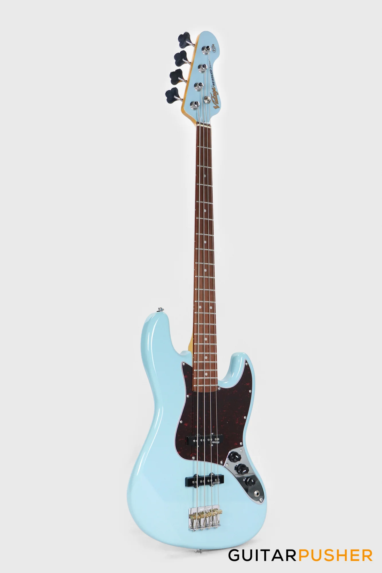 Vintage VJ74 Reissued 4-String Bass Guitar - Laguna Blue - Image 3