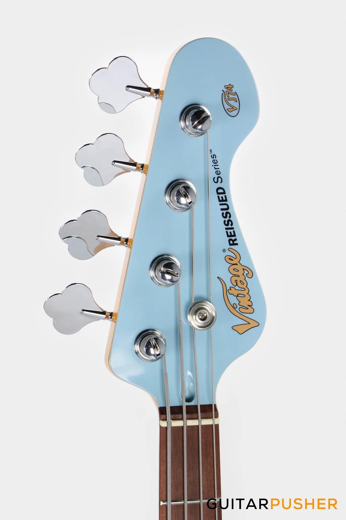 Vintage VJ74 Reissued 4-String Bass Guitar - Laguna Blue - Image 5
