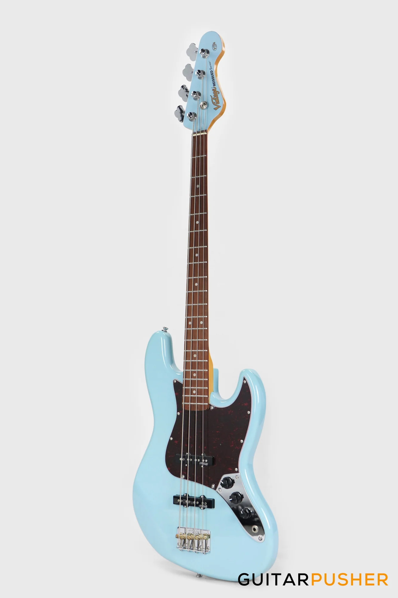 Vintage VJ74 Reissued 4-String Bass Guitar - Laguna Blue - Image 7