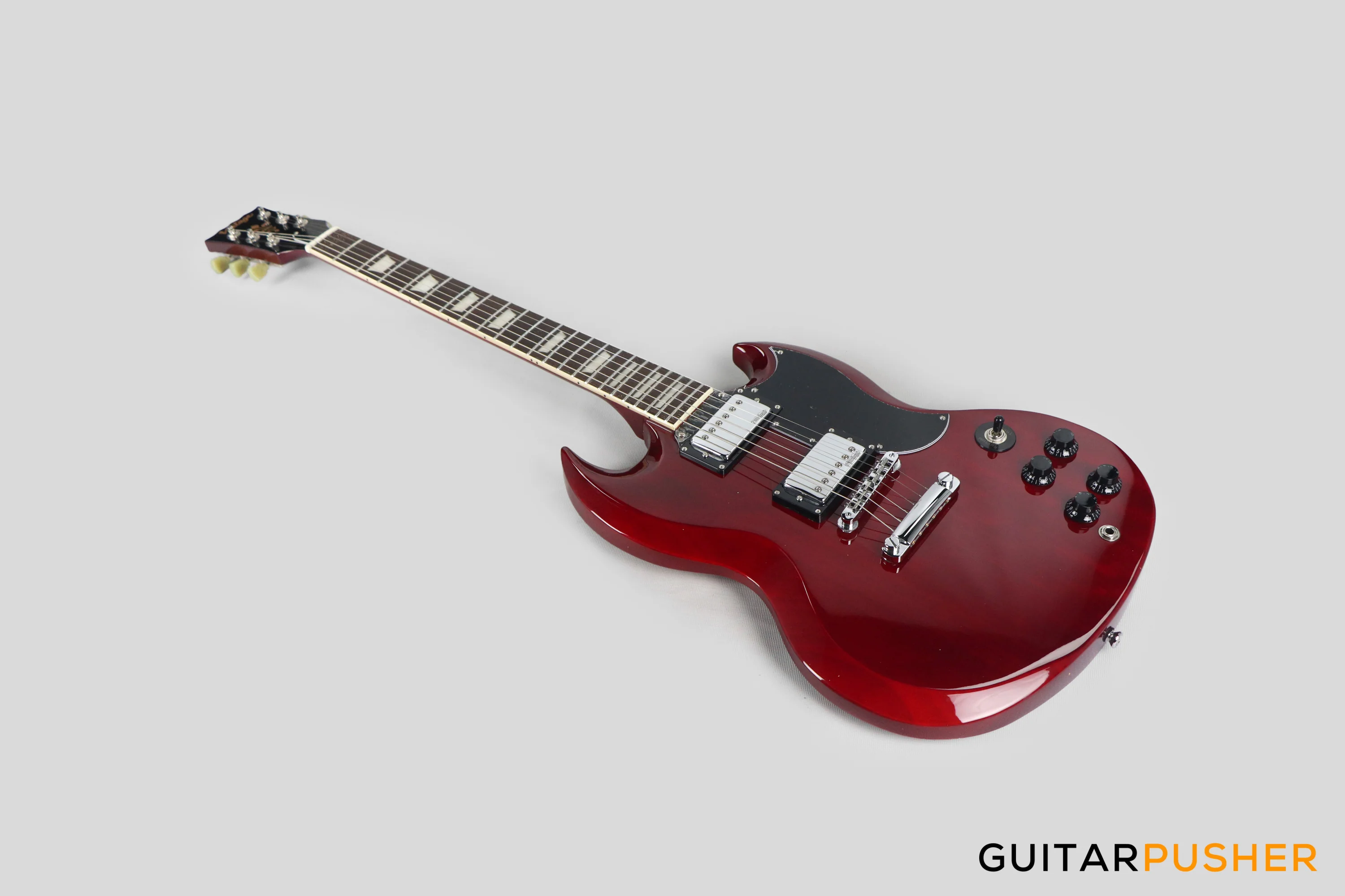 Vintage VS6 Reissue SG Electric Guitar - Cherry Red - Image 8
