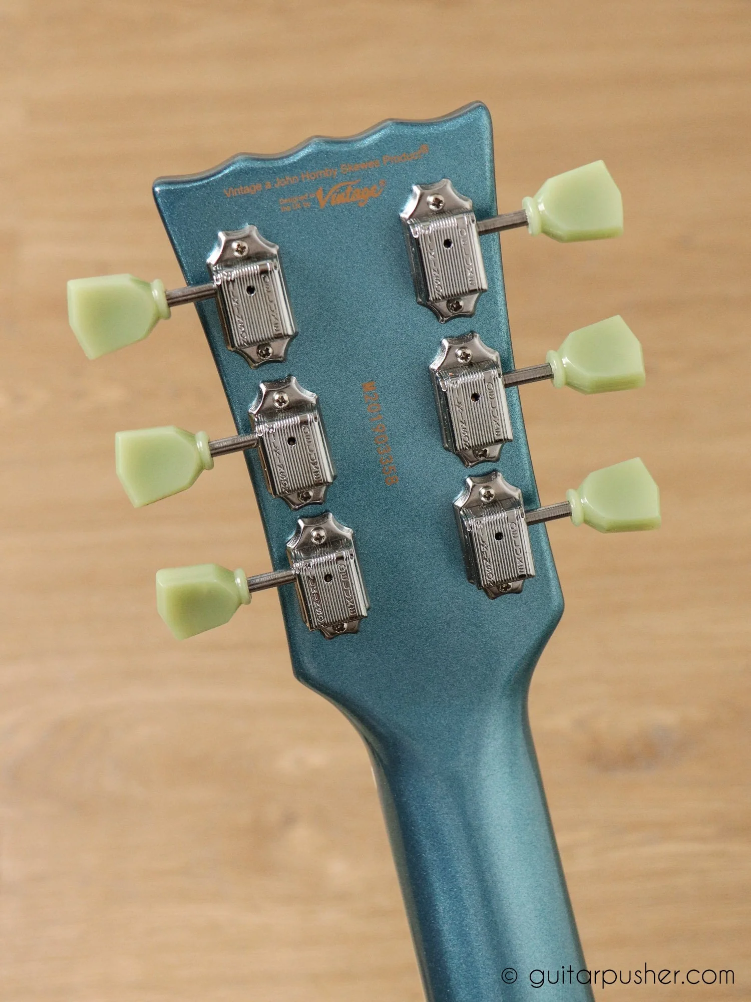 Vintage VS6 Reissue SG Electric Guitar with Vibrola - Gun Hill Blue - Image 6