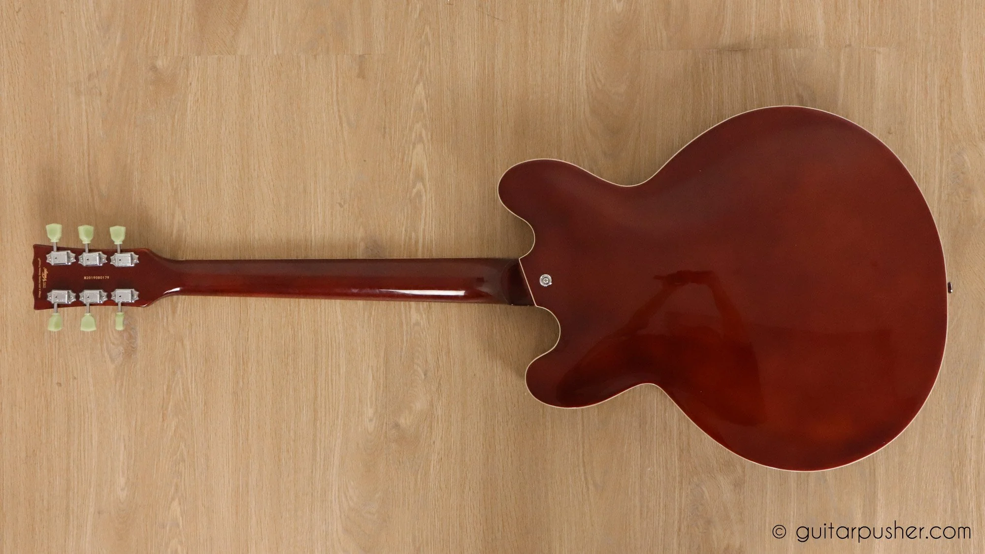 Vintage VSA500 Reissue Semi-Hollow Electric Guitar - Honeyburst - Image 20
