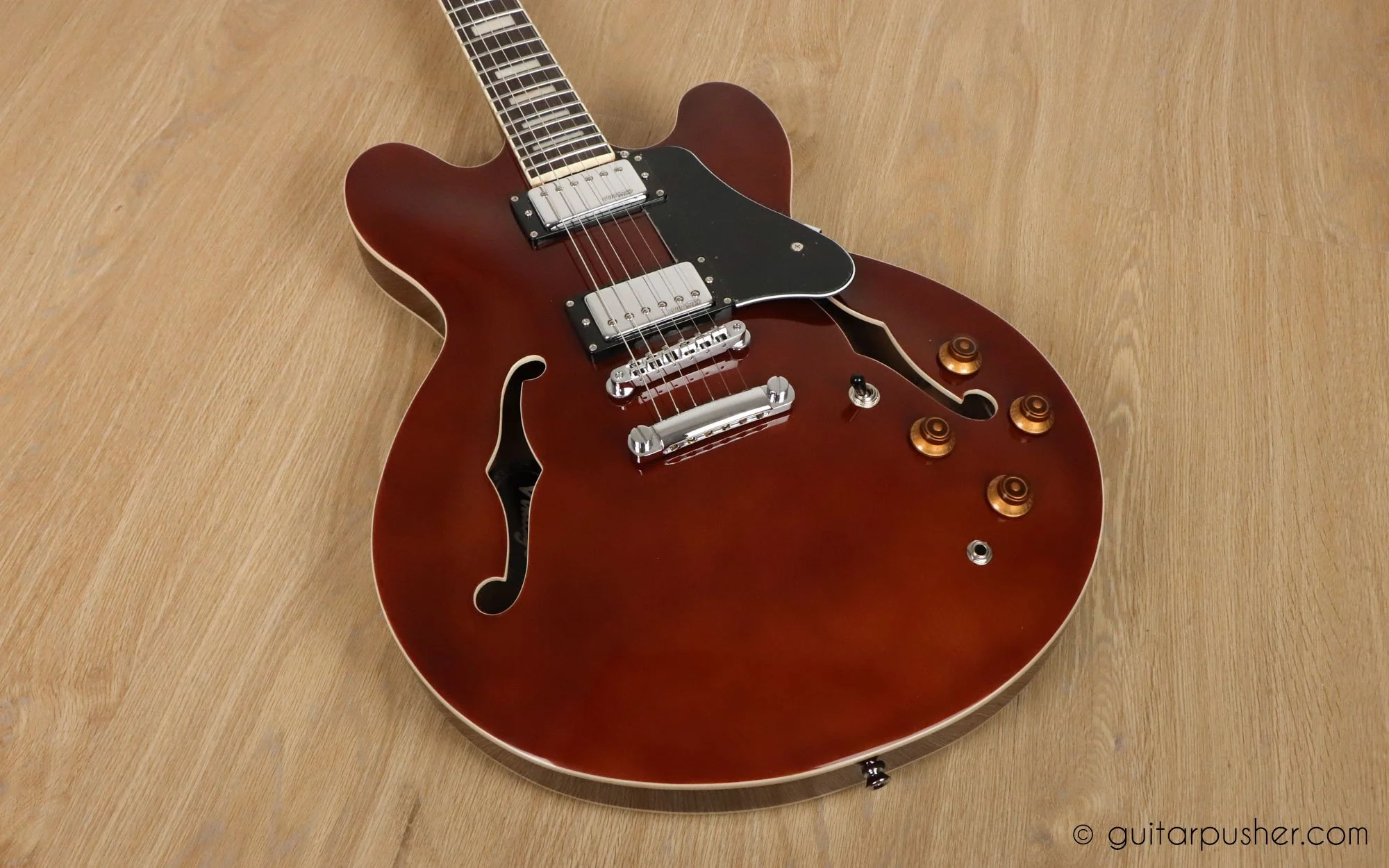 Vintage VSA500 Reissue Semi-Hollow Electric Guitar - Honeyburst - Image 22