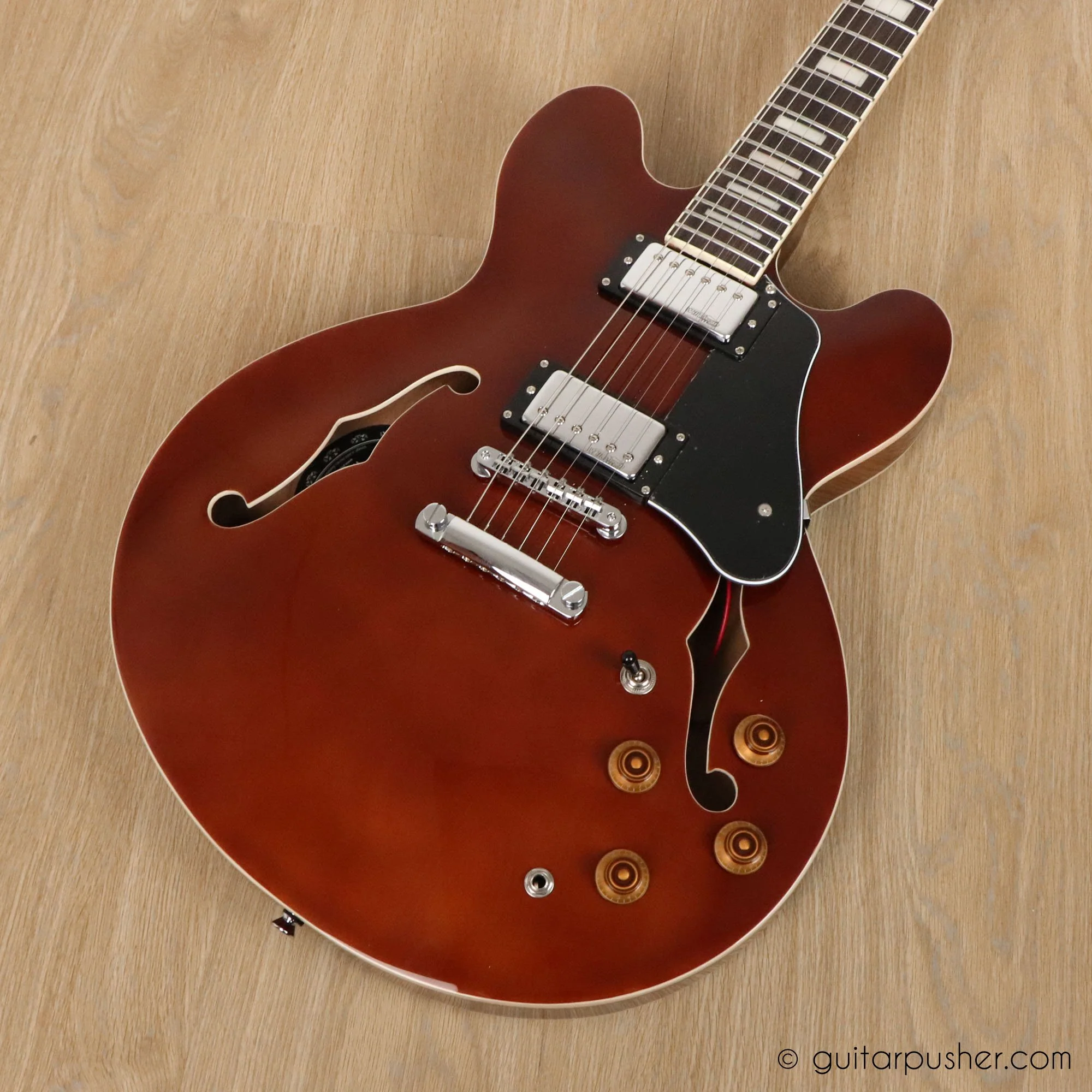 Vintage VSA500 Reissue Semi-Hollow Electric Guitar - Honeyburst - Image 24
