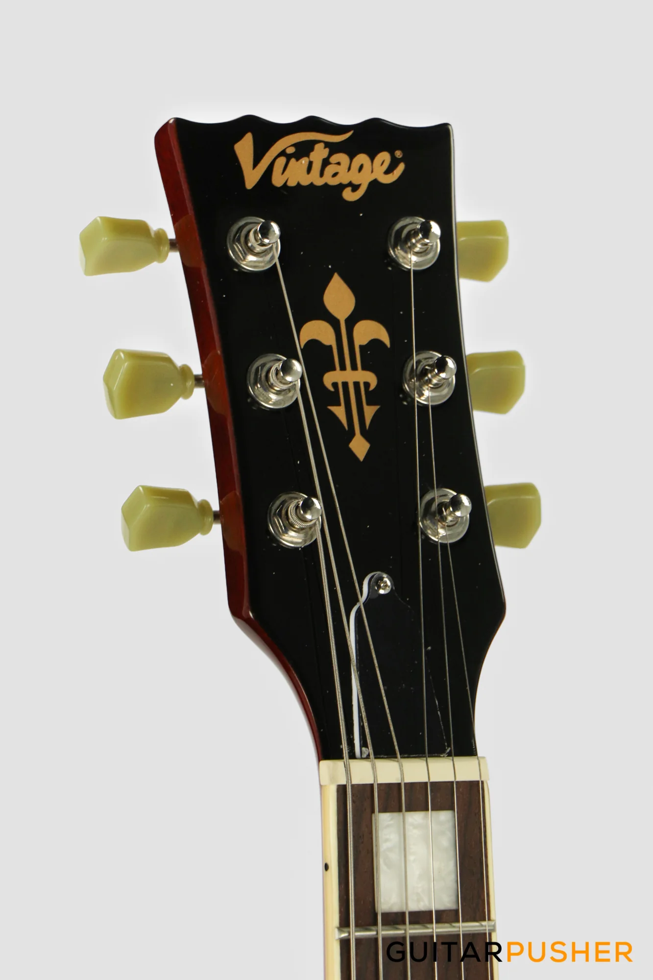 Vintage VSA500 Reissue Semi-Hollow Electric Guitar - Natural Walnut - Image 5