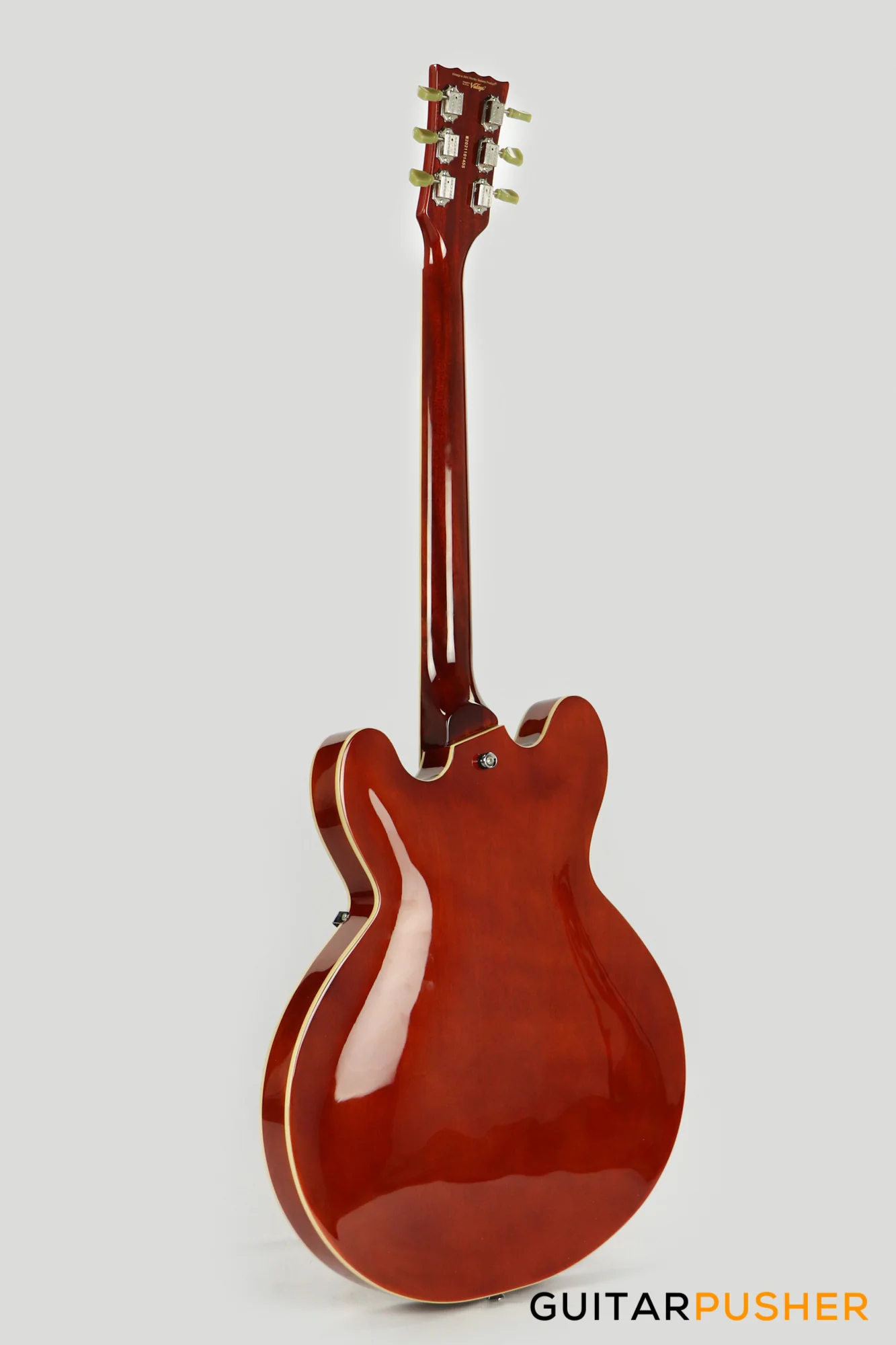 Vintage VSA500 Reissue Semi-Hollow Electric Guitar - Natural Walnut - Image 6