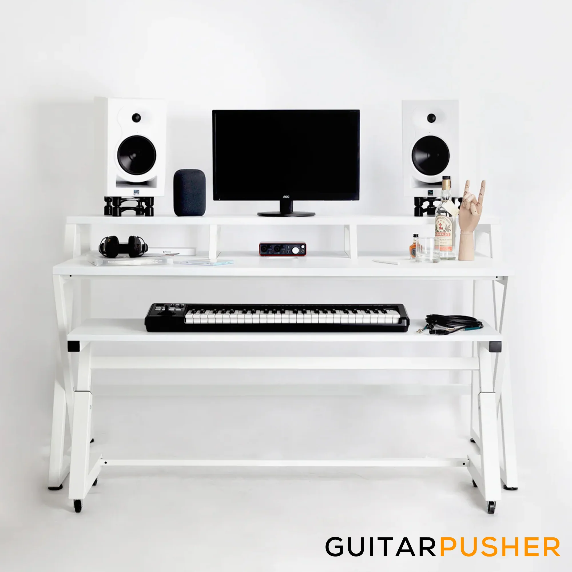 Wavebone Headquarter Ergonomic Studio Workstation w/ Height Adjustable Z-Shaped Keyboard Desk - Image 9