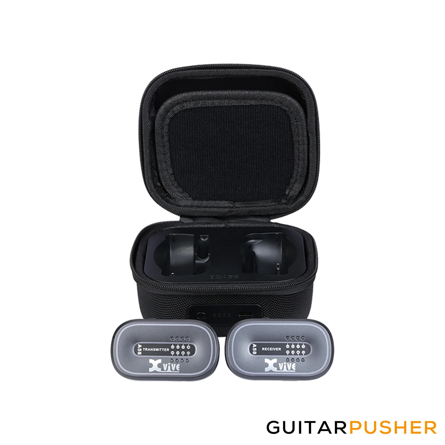 Xvive Audio AC58 5.8GHz Wireless Guitar System & Charging Case (Black)